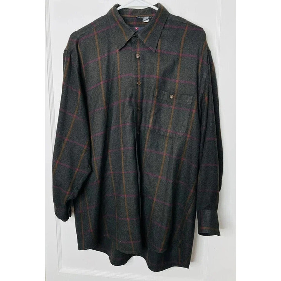 Haupt Mens Button Down Shirt Sz L Window Pane Plaid Long Sleeve Collared - Picture 1 of 9